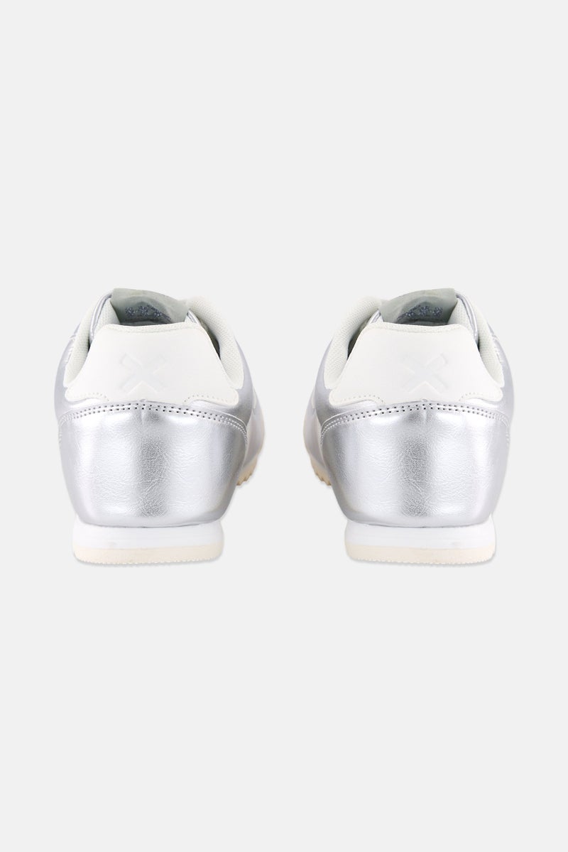 Xti Women Lace Up Casual Shoes, Silver - Image 2